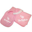 New Baby Girl Rattle and Bow Personalized Blanket and Bib Gift Set C06106